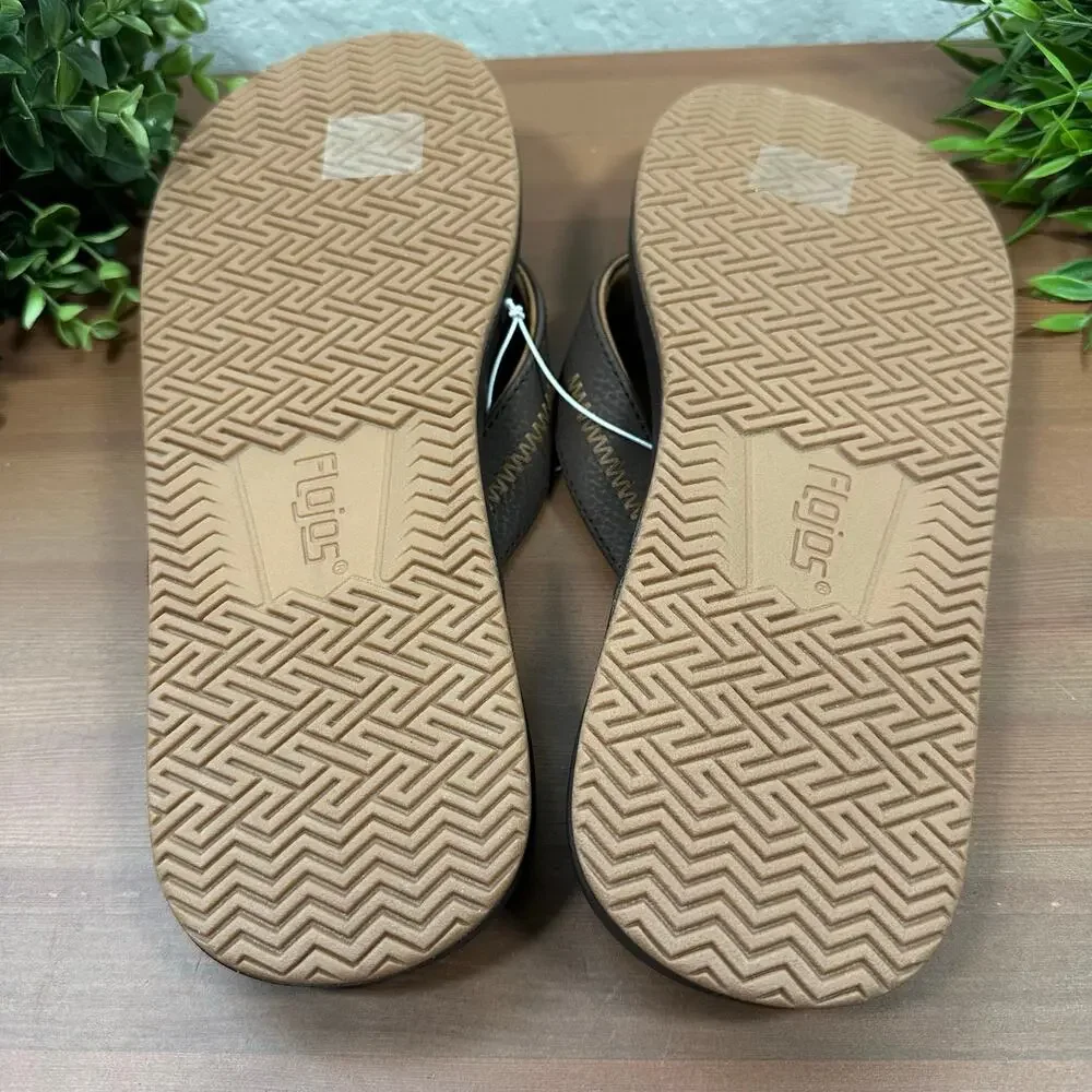 Flojos Men's Brown Flip Flop Sandals Size 9